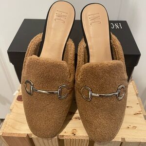 Tan Shearling Mules